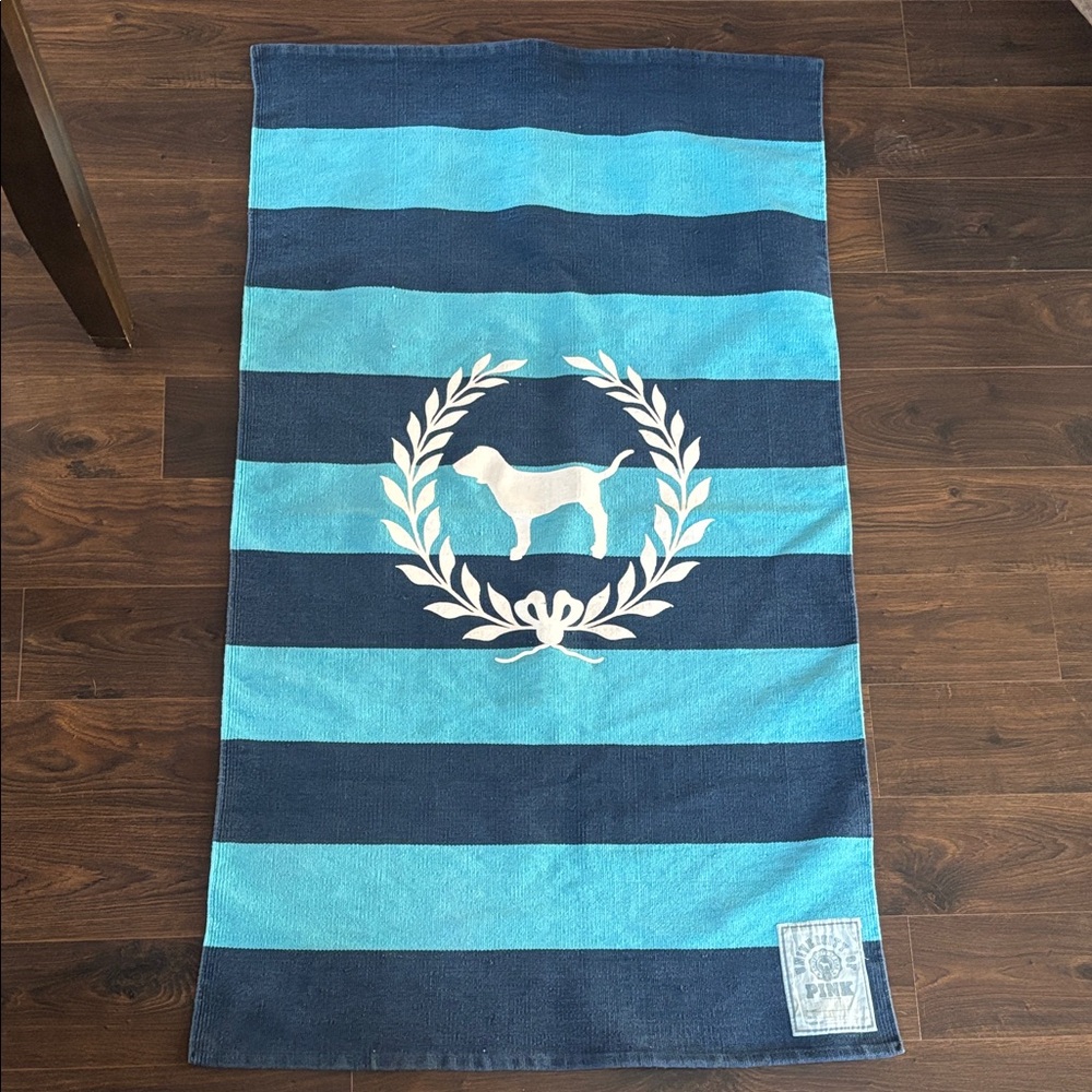 PINK Victoria's Secret Navy and Teal monogram rug